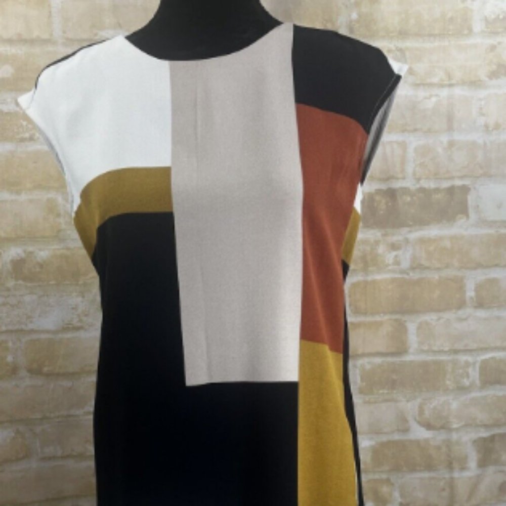 Loft color block Mondrian look tunic summer sleeveless dress, size M - Picture 2 of 6